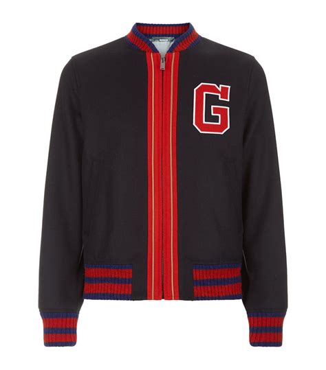 cheap gucci varsity jacket|men's navy gucci jacket.